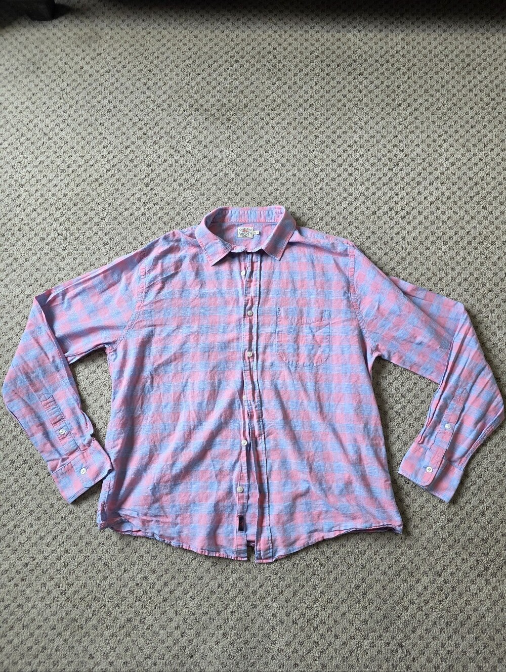 Faherty Pink and Light Blue Checked Long-Sleeve Button-Down Shirt